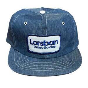 Vintage Lorsban Insecticides Snapback Hat Blue Denim Farming Agriculture Cap